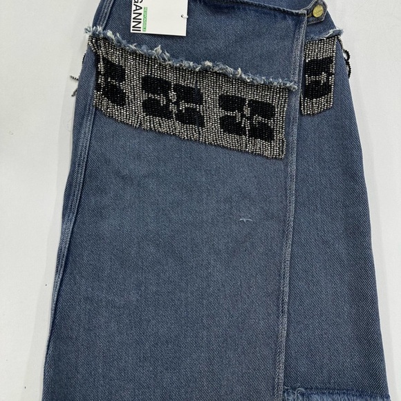 Ganni Asymmetrical Denim Skirt - Blue and Black